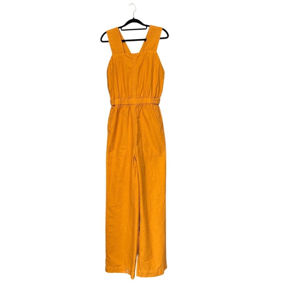 Everlane The Fatique Apron Cotton Linen Jumpsuit Amber Gold Wide Leg Women's 00